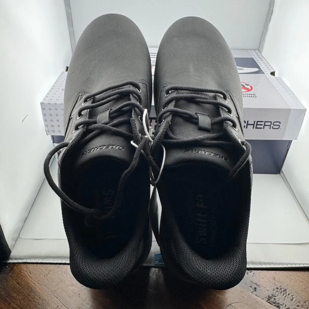 Skechers Swift Fit Mens Size 12 Black Hands Free Slip On Oxford Sneaker 182004